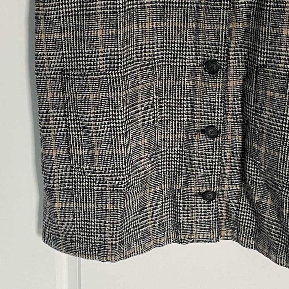 New! American Eagle Black/Tan Plaid Button Front Vest Mini Dress NWT - 35589 - Picture 4 of 14